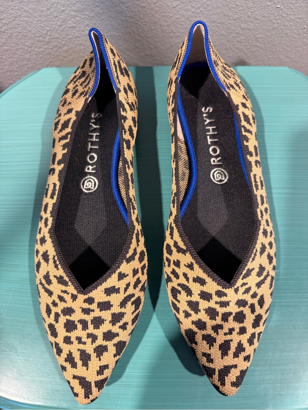 Rothy's The Point Ballet Flats Leopard Print Tan and Black